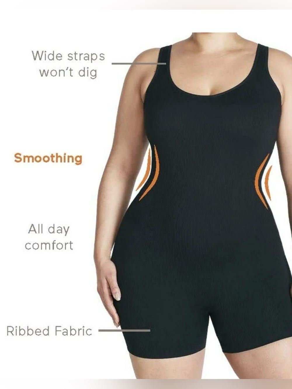 Warner's Black Seamless Smoothing Bodysuit with Tank Straps